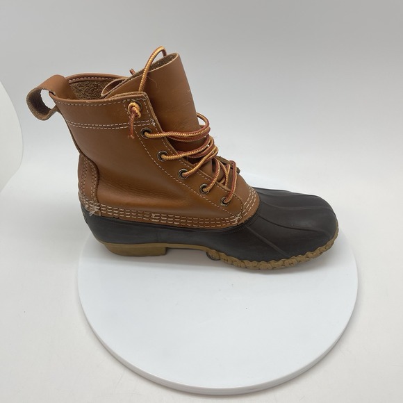LL Bean Bean Boots Womens 8 Brown Leather Duck Lace Up Waterproof Shoes USA - Picture 6 of 11